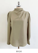 Nubet Half-Neck Drape Puff Blouse