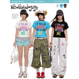 BETWEENAND Summer Short-Sleeve American-Style Tri-Color Letter Concept T-Shirt for Women – Versatile Top, 2026 New Release