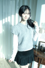 Angora Half-Puff Short-Sleeved Knitwear (2color)