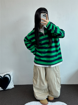 ヘビールーズフィットツーピンタックバルーンパンツ 💚🧸🖤3カラー