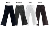 Steel zipper cargo cotton long wide work pants (4 colors)