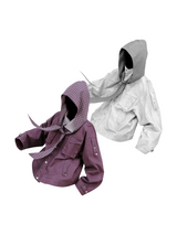 RELABEL (Huanjin) Violet and White Smoke-Washed Vintage-Style Checked Hooded Modified M65 Work Jacket