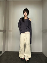Fold West Cotton Semi-Cargo Bootcut Pants 4color