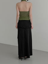 Scar Drape Layered Wrap Long Skirt