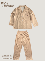 gold silk dot pajama set