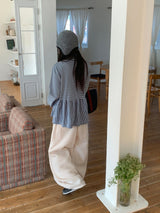 [unisex] Hillo Check Fleece Balloon Wide Brushed Pants