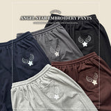 Angel Wing Star Pocket Embroidery Wide Banding Pants