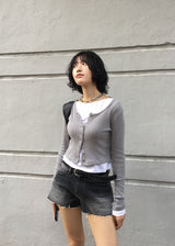 RIB U-NECK CARDIGAN