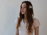 レースジップカラー半袖パフTシャツ(pink)