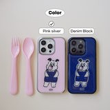 バブルガムエポキシバンパースマートフォンケース(pink silver)