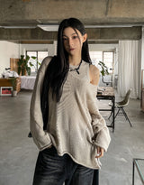 Yukia Damage Deep V-Neck Knit