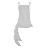LACE SHIRRING LAYERED DRESS (WHITE) F25QD815