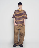 26SS ストライプウォッシュ加工ポイントロゴ半袖Tシャツ