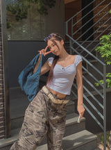 Bell shirring puff sleeveless