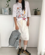 グローレタリングプリントオーバーサイズショートスリーブボクシーTシャツ 2 カラーズ