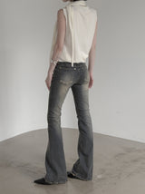 Sand Tin Washed Raw Bootcut Denim