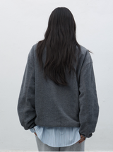 soft high neck fleece anorak set - charcoal       
