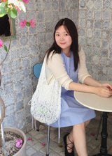 [shiwonderful x voor] Floral Lace Shirring Shoulder Bag_White