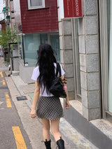 CHECK CHIFFON MINI SKIRT (4C)