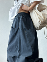 STAR RIVET⭐️🌌✨ STUD POINT BALLOON PARACHUTE OVER LONG LOOSE PANTS 🩵🩶 - 2 COLORS