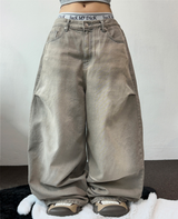 ベージュニーピンタックパラシュートワイドデニムパンツ 🪐🧸🤎🩶