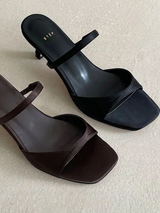 BASIC TOE OPEN SATIN SANDAL HEEL (2COLORS!)