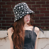 Flower Eyelet Bucket Hat (Black-White)