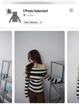 Star Stripe Off-Shoulder Long Sleeve Knitwear