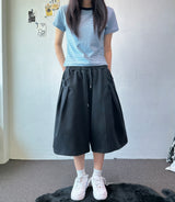 Oval Keyring Pintuck Sweat Balloon Bermuda Shorts 2color