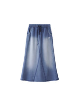 BASIC DAMAGE WASHING DENIM SWEATSKIRT (BLUE)