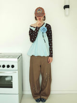 UnsocialNight2025 Autumn New Products Copper Hot Diamond Machete Casual Elastic Waist Mopping Trousers Women