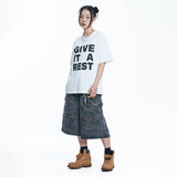 Destroyed Camo Carpenter Bermuda Pants - CHARCOAL