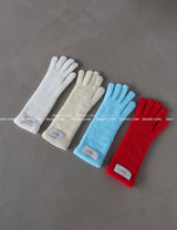 Patch Finger Slit Long Gloves