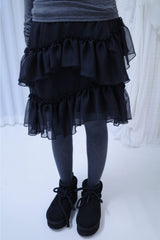 Unbal frill chiffon skirt