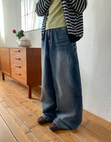 Bahiu Washing Wide Denim Pants