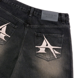 25SS POINT LOGO POCKET DENIM SHORT PANTS BLACK