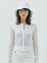 KIRSH PLAIN SEE THROUGH CROP CARDIGAN - WHITE