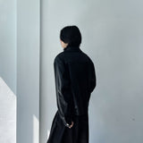 3D Pleated Metal Button Collar Jacket