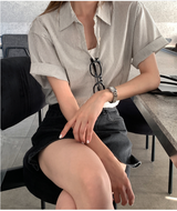 Rear Stripe Short Sleeve Shirt / 2 colors
