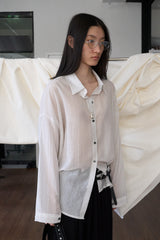 Oversized Black Button Shirt (Ivory)