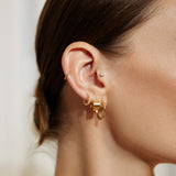 gold tube medium hoop 14k gold plating + 925 silver earrings E062-03G
