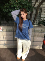 [ORIGINAL]ミックスレイヤードストライプロングスリーブTシャツ