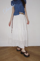 Cotton Punching Banded Waist Long Skirt