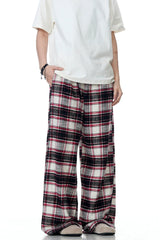 Plaid Relaxed Drawstring Trousers