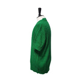 Green Cable Collar Short Sleeve Knit