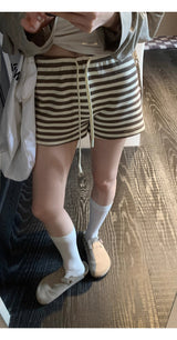 ストライプ ハイウエストショートパンツ