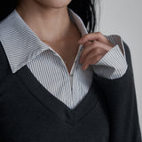C HOOK OPEN SHIRT LAYERED TOP_WHITE