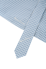 Blue check crop shirts & tie set