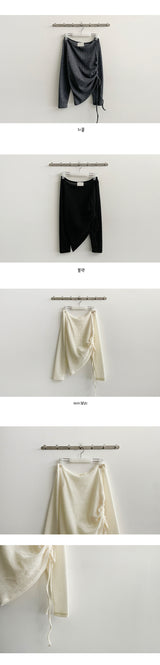 GenteeシャーリングロングスリーブニットTシャツ