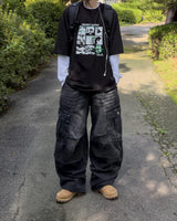 バーン ダイアゴナル カーゴ ワイド デニム パンツ